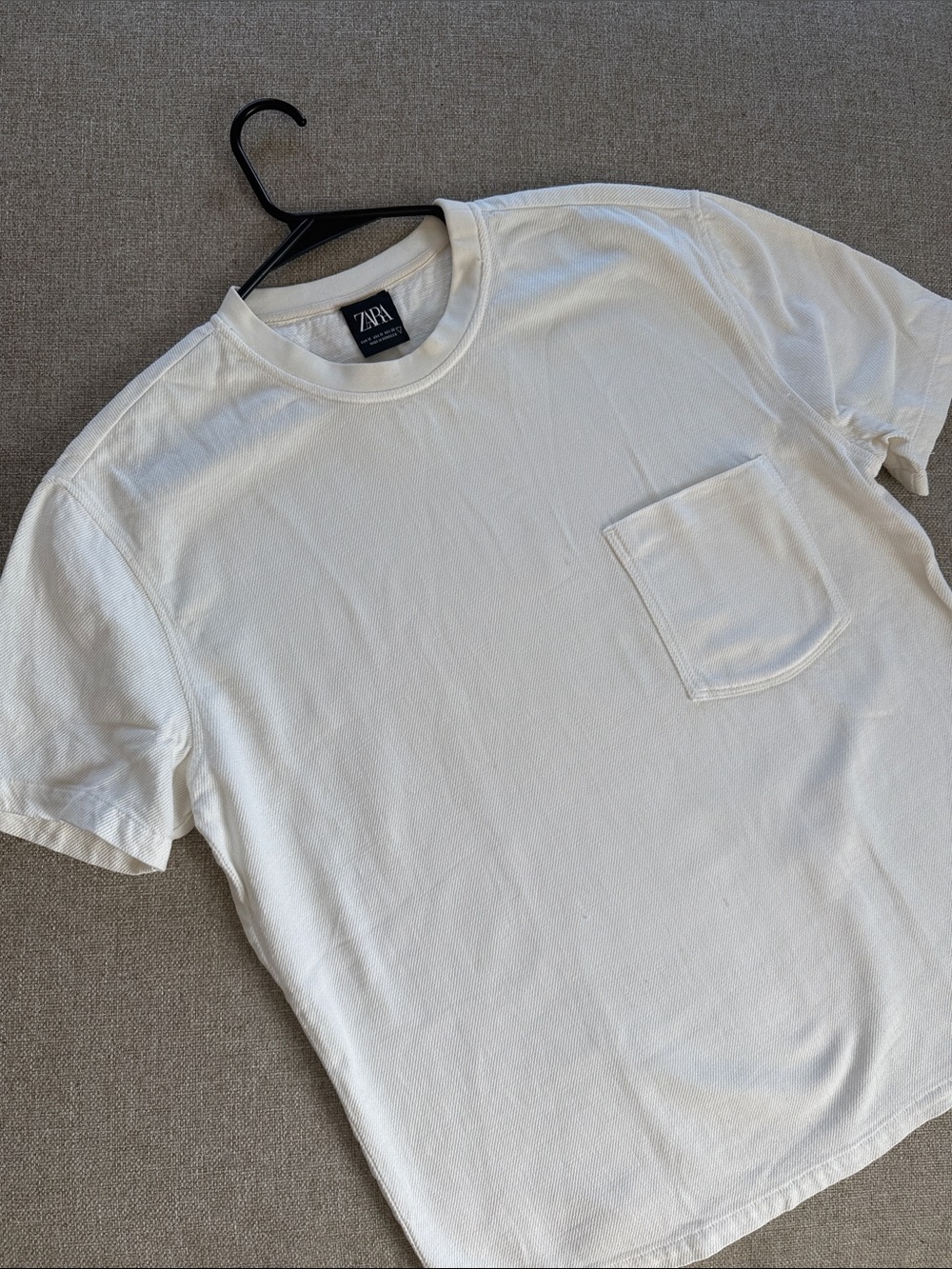 Zara White Short Sleeve Pocket Crew Tee